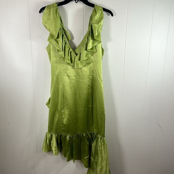 CINQ A SEPT Women's Petunya Silk Prickly V-Neckline Pear Mini Dress Size 10 - Picture 4 of 12